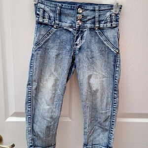 L toddler girl stretch studded blue jeans size 3. adorable!!!!